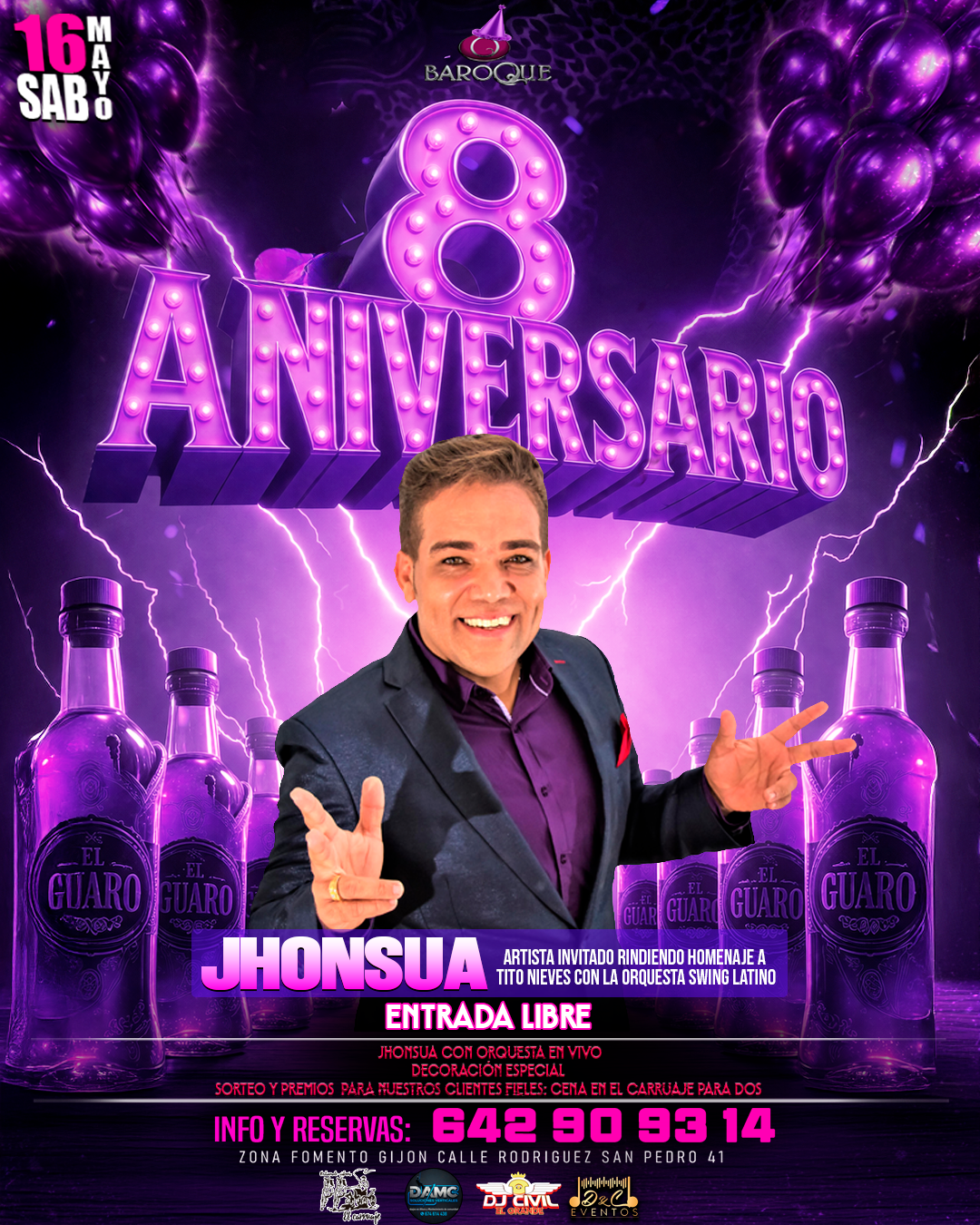 Cartel de 8 Aniversario en Baroque