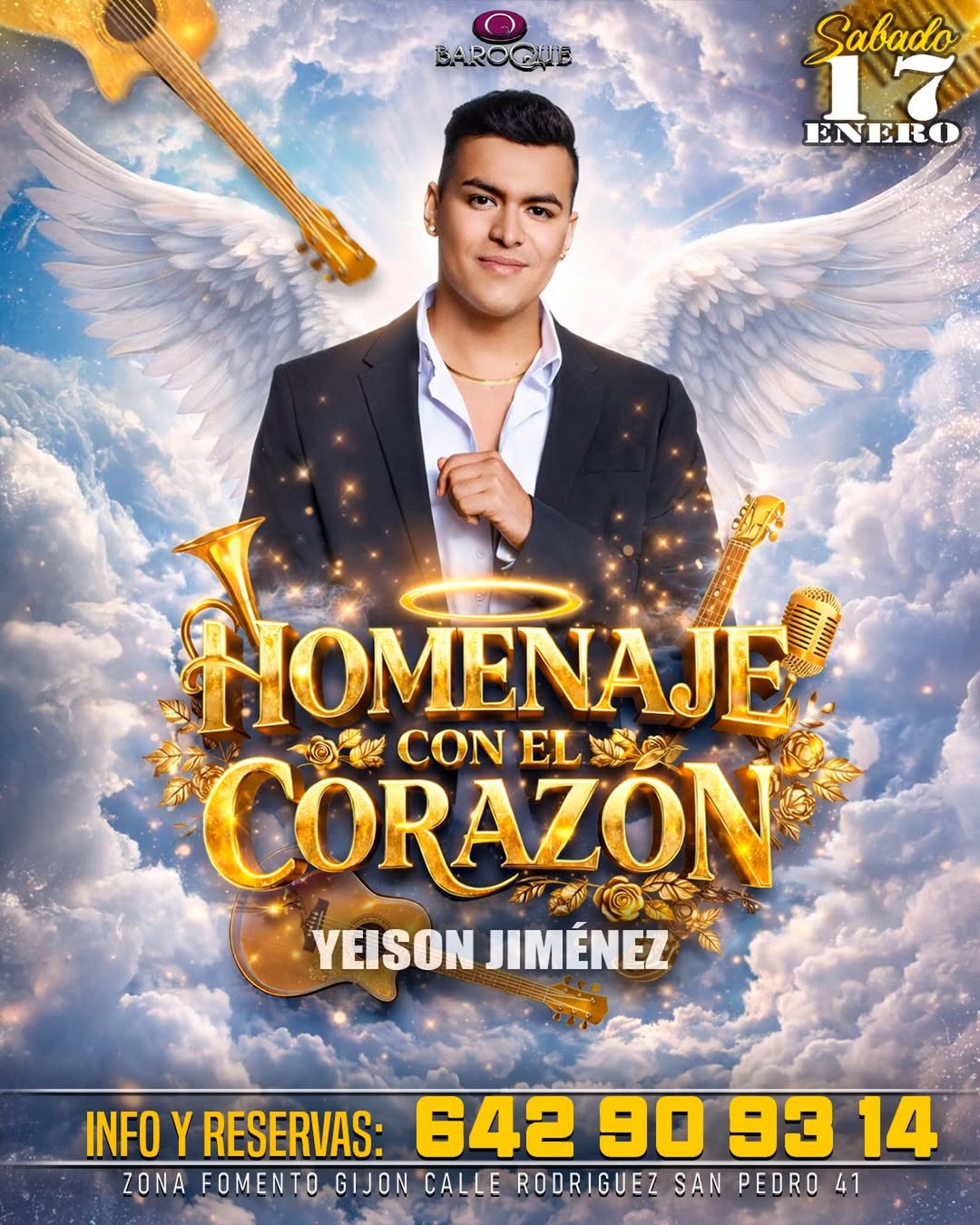 Cartel de homenaje con el corazon de Yeison Jimenez del 17 de enero
