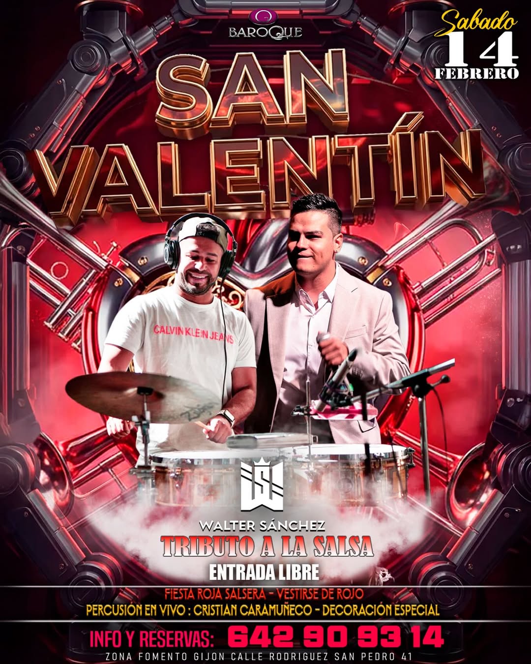 Cartel de San Valentin del 14 de febrero en Baroque